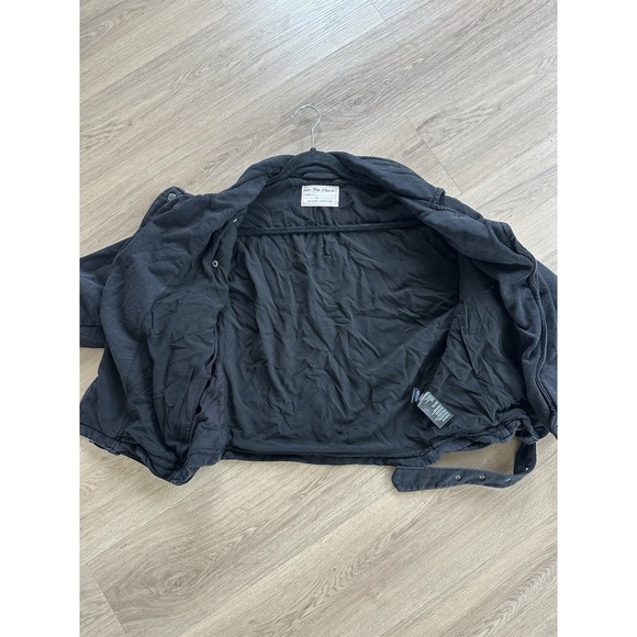 Free People We The Free Rebel Knit Moto Jacket XS Black Buckle Grunge Biker Goth - Picture 9 of 12